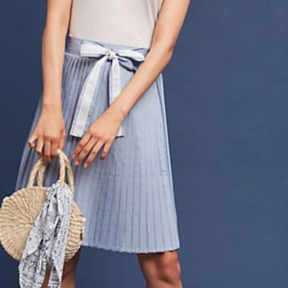 Anthropology Pleated Chambray Skirt